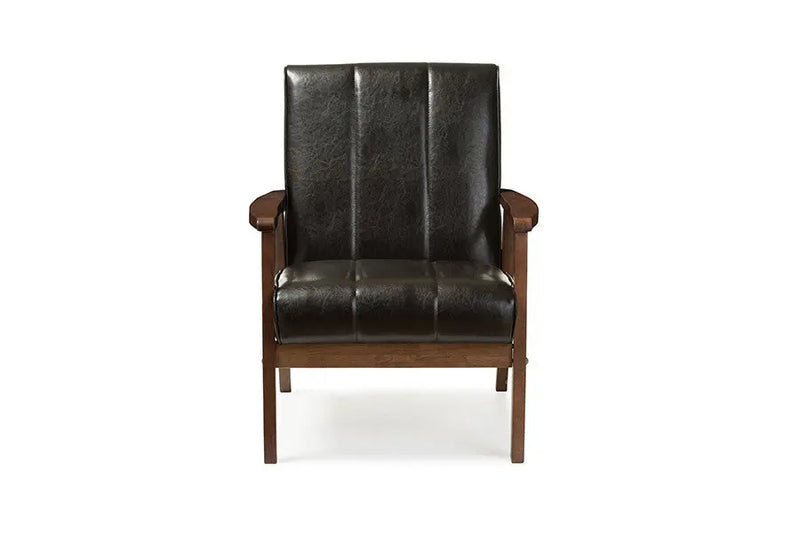 Nikko Scandinavian Style Black Faux Leather Wooden Lounge Chair iHome Studio