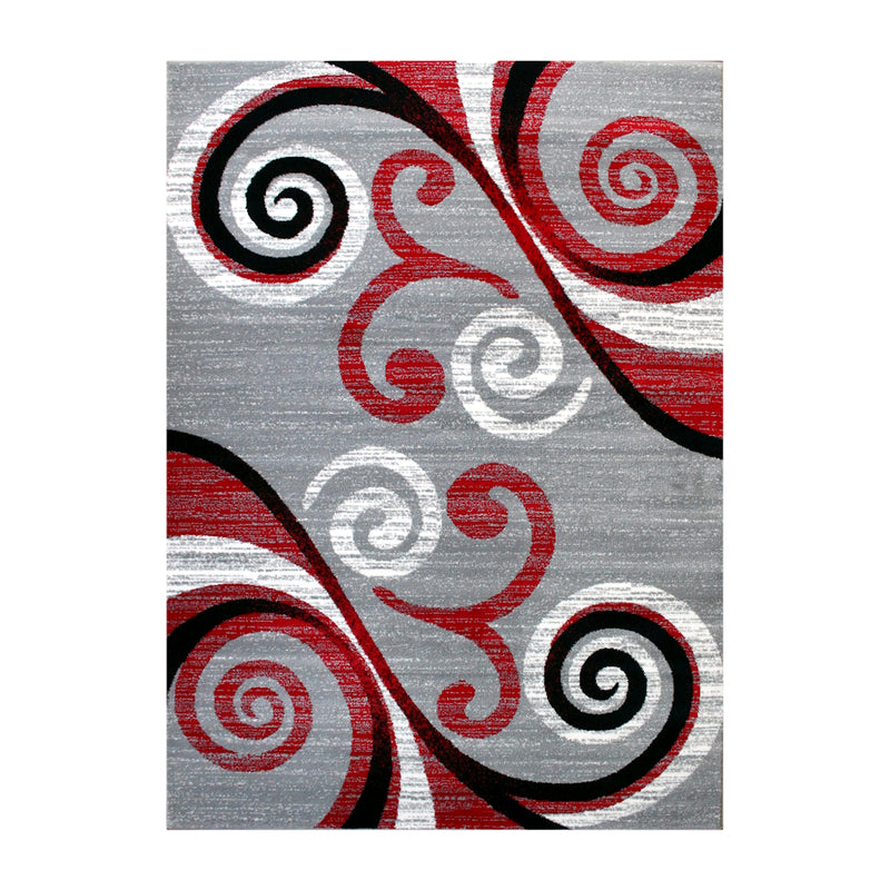 Clifton Collection 8' x 10' Red Abstract Area Rug - Olefin Rug with Jute Backing iHome Studio