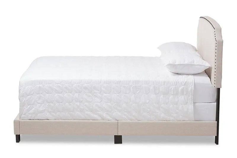 Odette Light Beige Fabric Upholstered Bed (Full) iHome Studio
