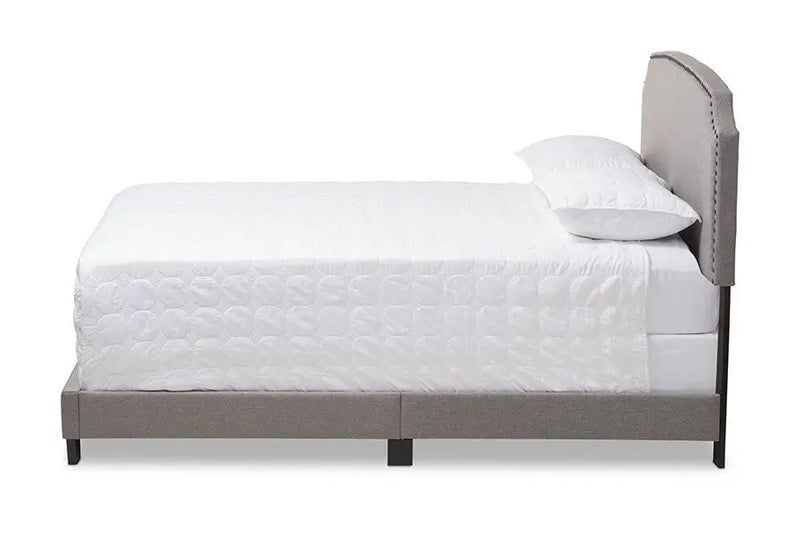 Odette Light Grey Fabric Upholstered Bed (Full) iHome Studio