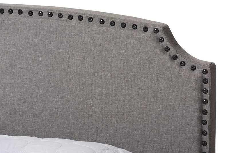 Odette Light Grey Fabric Upholstered Bed (Full) iHome Studio