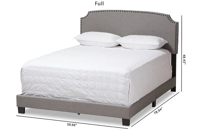 Odette Light Grey Fabric Upholstered Bed (Full) iHome Studio