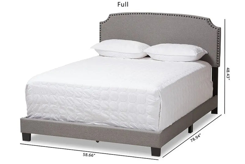 Odette Light Grey Fabric Upholstered Bed (Queen) iHome Studio