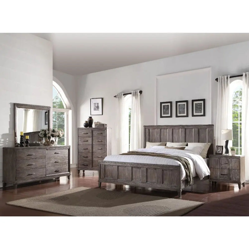 Olive King Bed w/Raised Panel Headboard, Oak iHome Studio