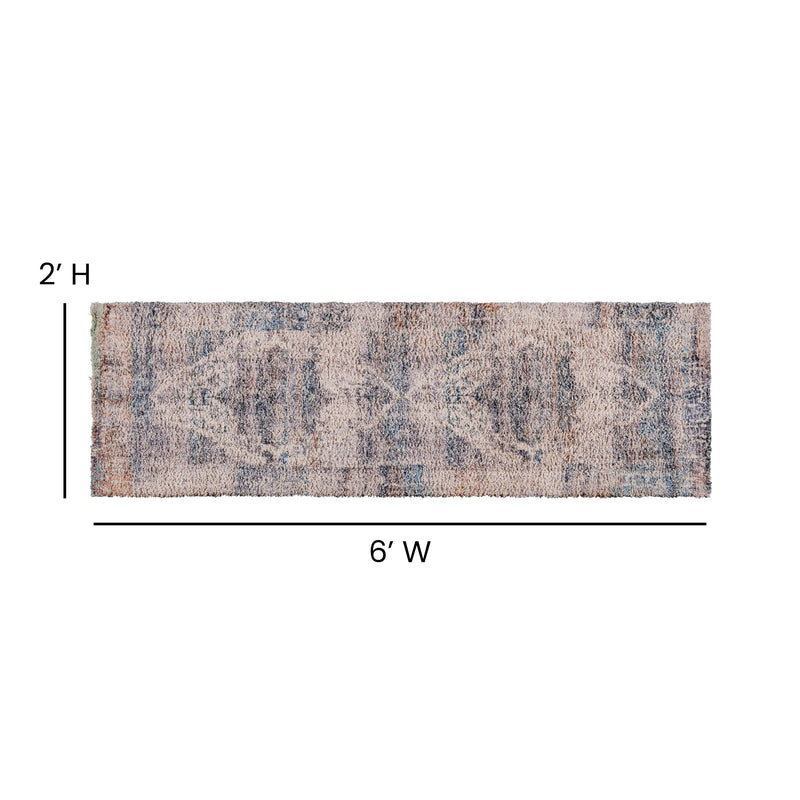Olivia Collection Artisan Old English Style Traditional Rug - 2'x6' - Blue Polyester iHome Studio