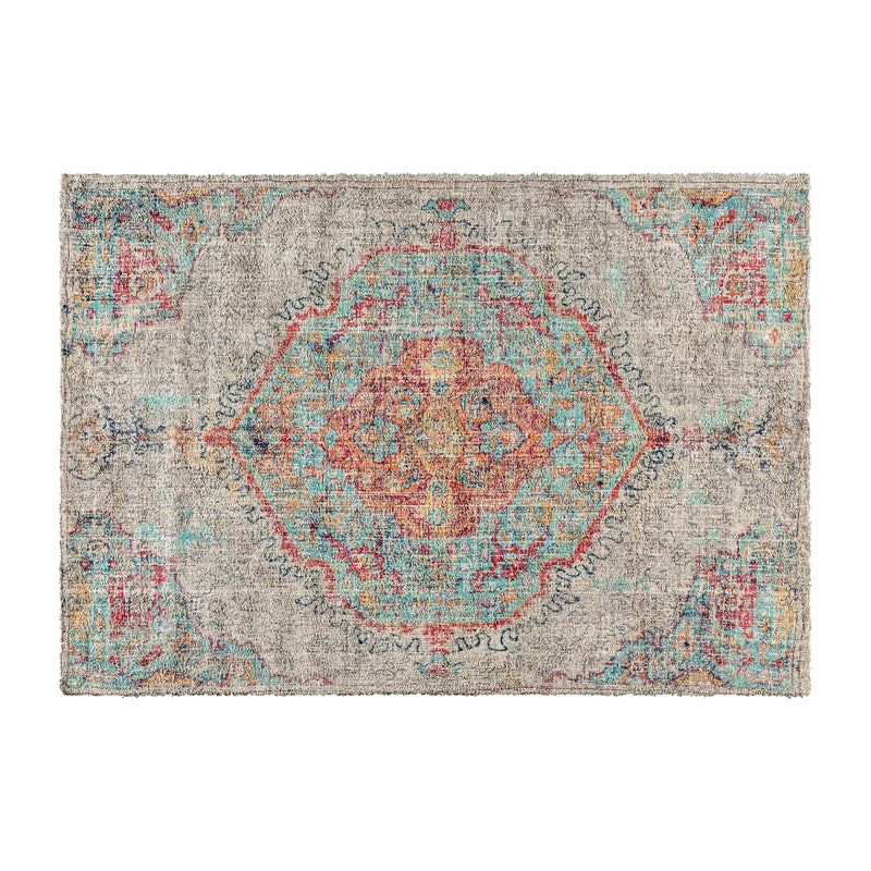 Olivia Collection Distressed Medallion Area Rug - 5' x 7' - Gray Multi Polyester iHome Studio