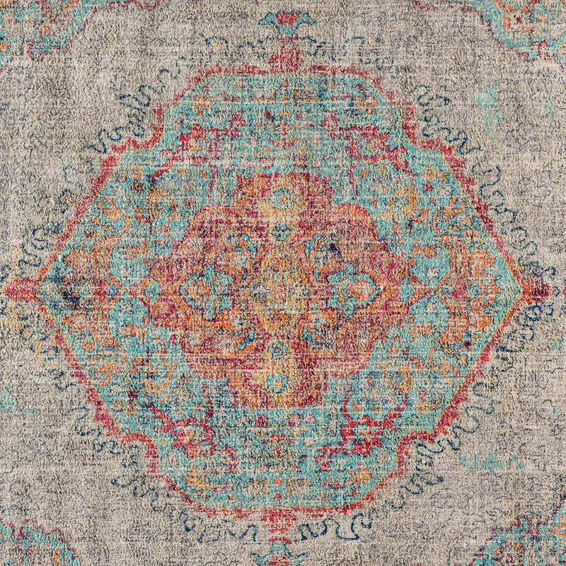 Olivia Collection Distressed Medallion Area Rug - 5' x 7' - Gray Multi Polyester iHome Studio