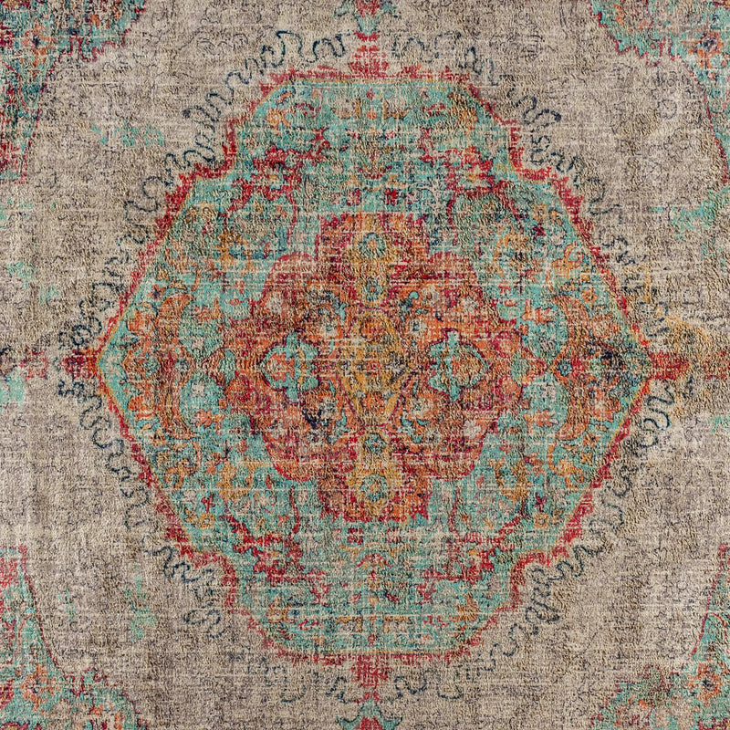 Olivia Collection Distressed Medallion Area Rug - 8' x 10' - Gray Multi Polyester iHome Studio