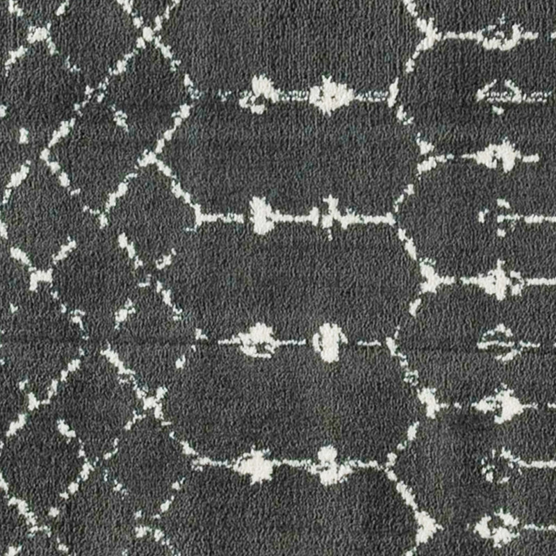Olivia Collection Geometric Bohemian Low Pile Rug - 2' x 6' - Dark Gray/Ivory Polyester iHome Studio