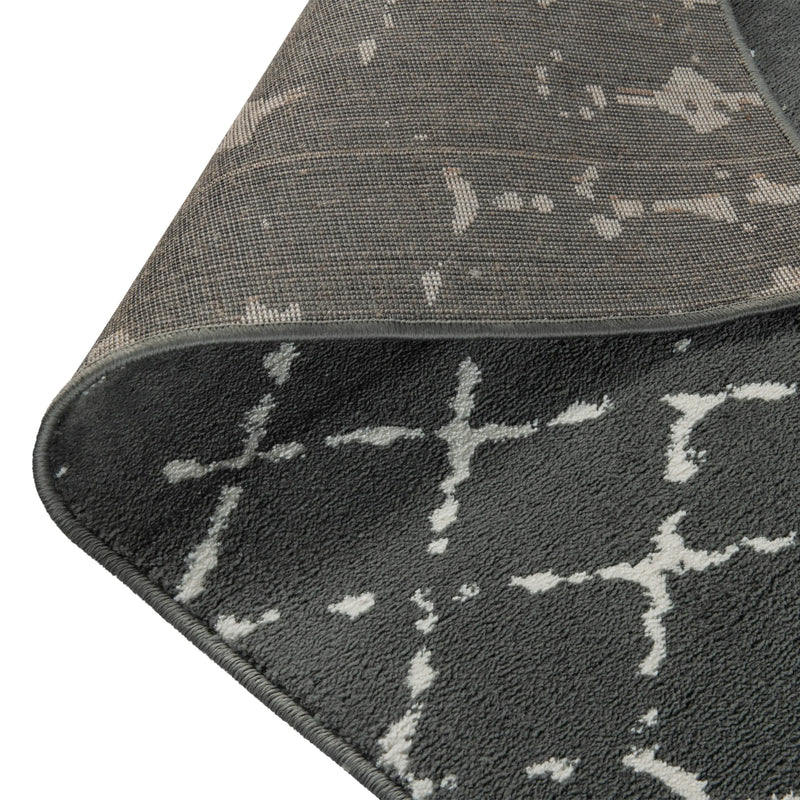 Olivia Collection Geometric Bohemian Low Pile Rug - 5' x 7' - Dark Gray/Ivory Polyester iHome Studio