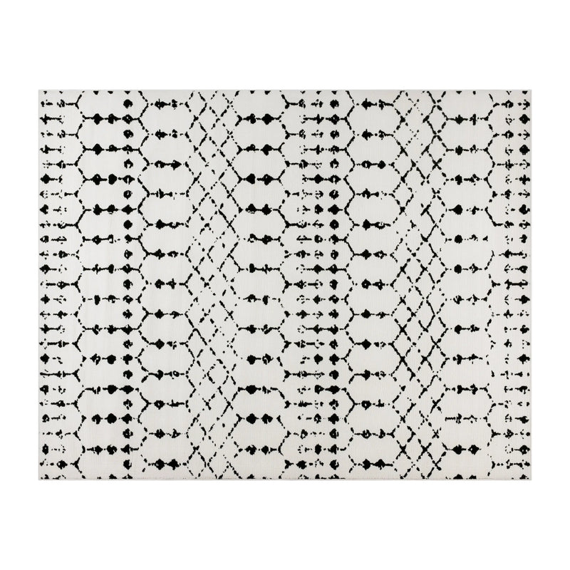 Olivia Collection Geometric Bohemian Low Pile Rug - 8' x 10' - Ivory/Black iHome Studio