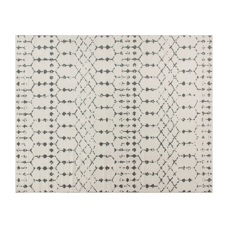 Olivia Collection Geometric Bohemian Low Pile Rug - 8' x 10' - Ivory/Gray Polyester iHome Studio