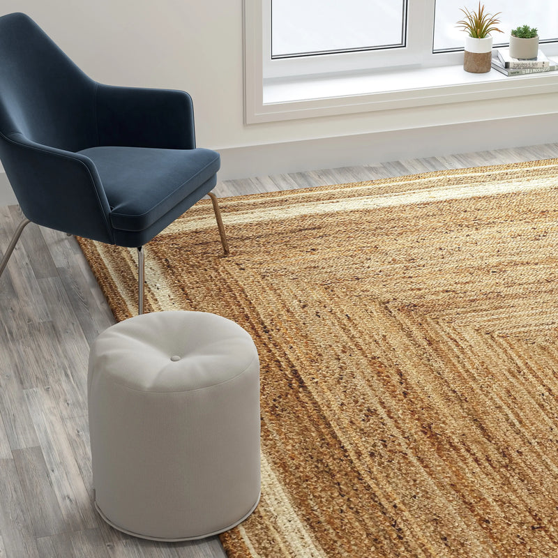 Olivia Collection Natural Fiber Jute Area Rug 8' x 10' - Braided Indoor Jute Rug - Natural Area Rugs iHome Studio