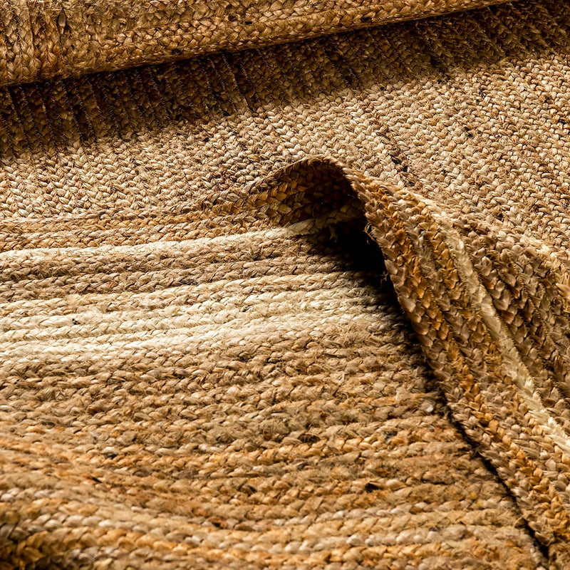 Olivia Collection Natural Fiber Jute Area Rug 8' x 10' - Braided Indoor Jute Rug - Natural Area Rugs iHome Studio