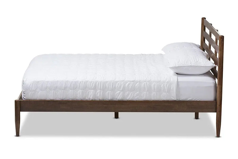 Opal Solid Walnut Wood Slatted Headboard Platform Bed (Full) iHome Studio