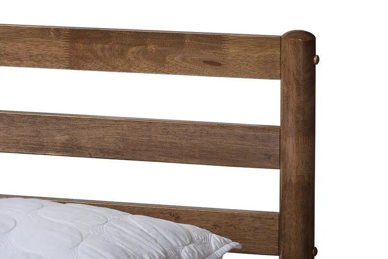 Opal Solid Walnut Wood Slatted Headboard Platform Bed (Full) iHome Studio