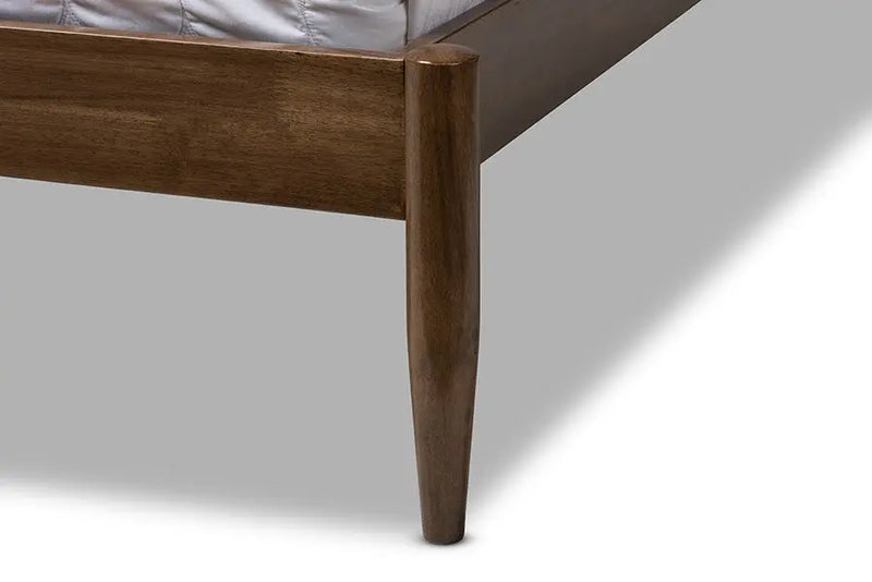 Opal Solid Walnut Wood Slatted Headboard Platform Bed (Queen) iHome Studio