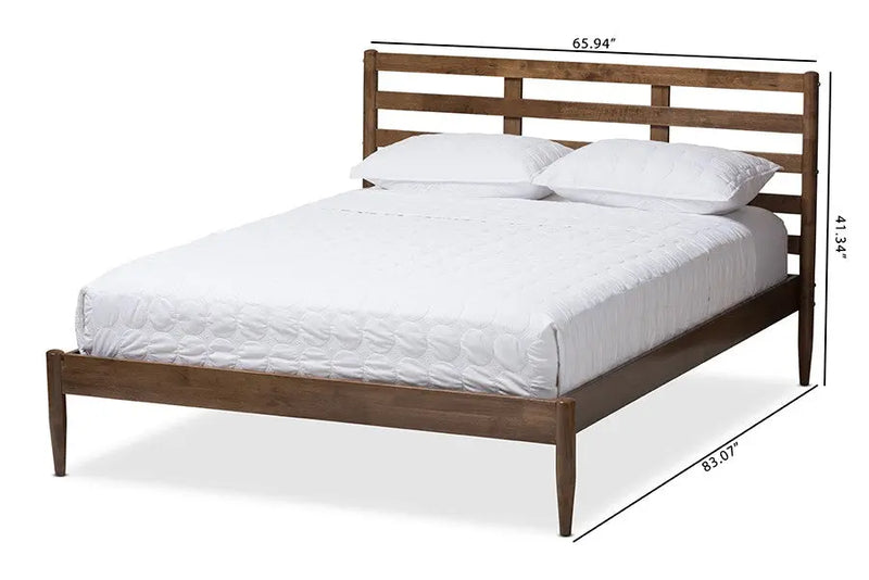 Opal Solid Walnut Wood Slatted Headboard Platform Bed (Queen) iHome Studio