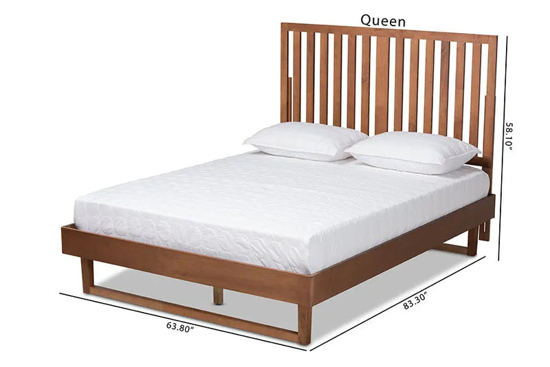 Oxford Walnut Brown Finished Wood Platform Bed (Queen) iHome Studio