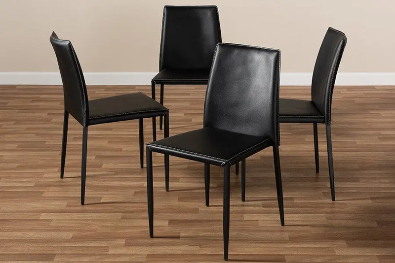 Pascha Black Faux Leather Upholstered Dining Chair - 4pcs iHome Studio