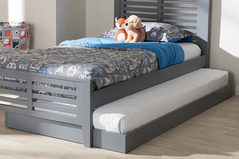 Payton Grey-Finished Trundle Bed (Twin) iHome Studio