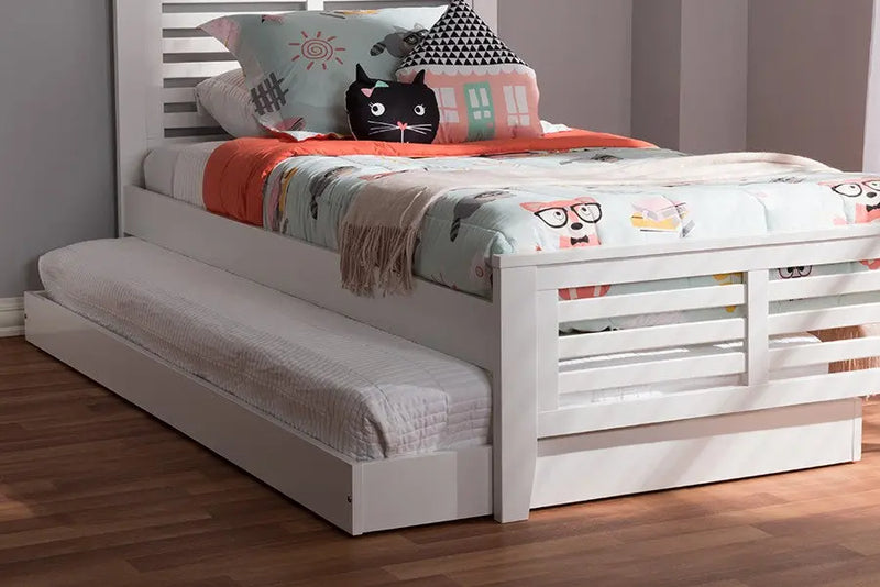 Payton White-Finished Trundle Bed (Twin) iHome Studio