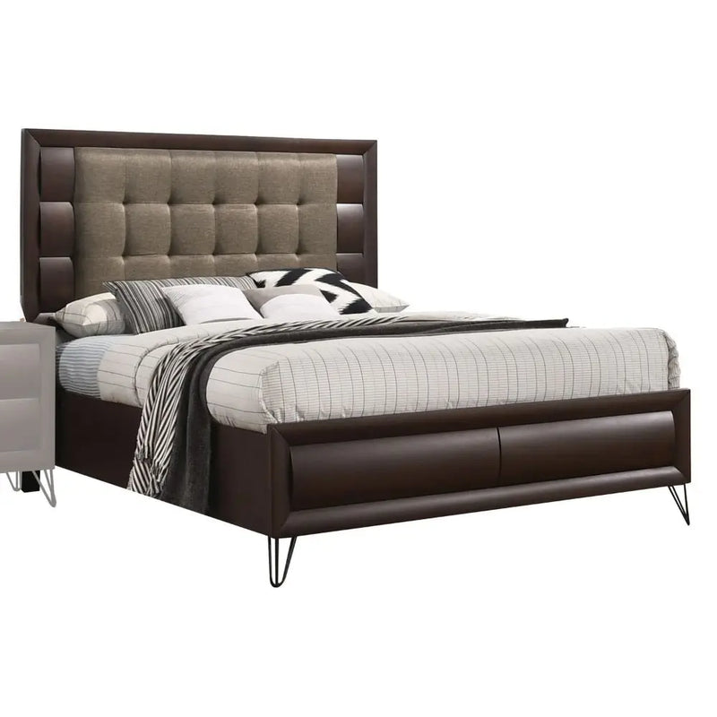 Philip Fully Upholstere King Bed, Fabric & Dark Merlot iHome Studio