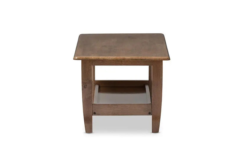 Pierce Mid-Century Modern Walnut Finished Brown Wood Coffee Table iHome Studio