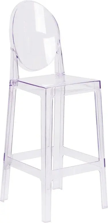 Pocas Ghost Barstool with Oval Back in Transparent Crystal iHome Studio