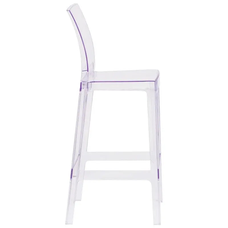 Pocas Ghost Barstool with Square Back in Transparent Crystal iHome Studio