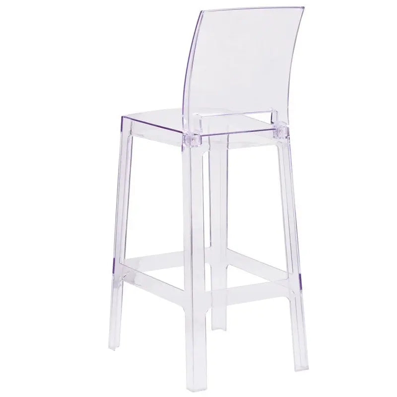 Pocas Ghost Barstool with Square Back in Transparent Crystal iHome Studio