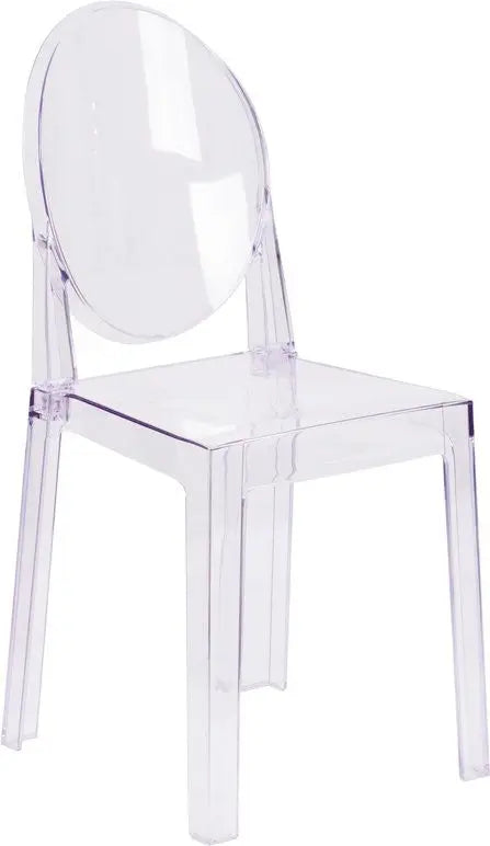 Pocas Ghost Chair with Oval Back in Transparent Crystal iHome Studio