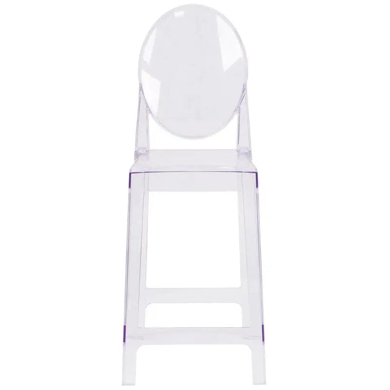 Pocas Ghost Counter Stool with Oval Back in Transparent Crystal iHome Studio