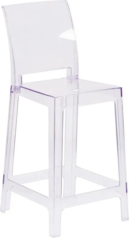 Pocas Ghost Counter Stool with Square Back in Transparent Crystal iHome Studio