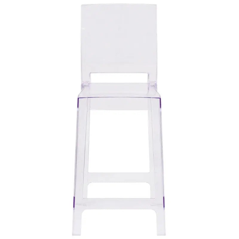 Pocas Ghost Counter Stool with Square Back in Transparent Crystal iHome Studio