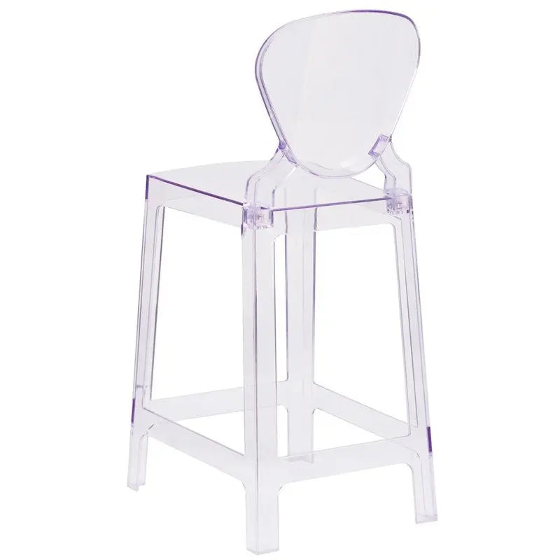 Pocas Ghost Counter Stool with Tear Back in Transparent Crystal iHome Studio