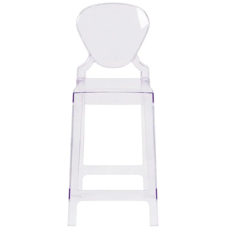 Pocas Ghost Counter Stool with Tear Back in Transparent Crystal iHome Studio