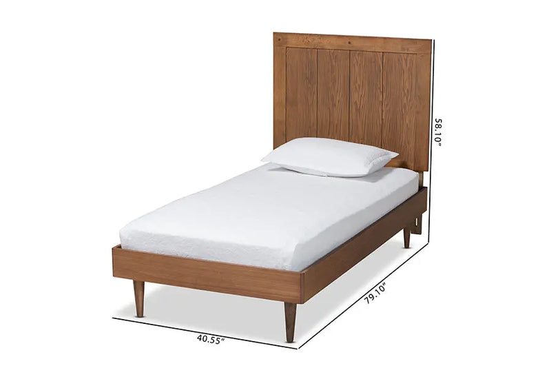 Preston Ash Walnut Finished Wood Platform Bed (Twin) iHome Studio