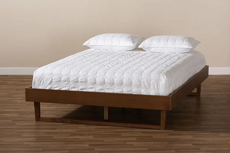 Quinn Walnut Brown Wood Platform Bed (King) iHome Studio