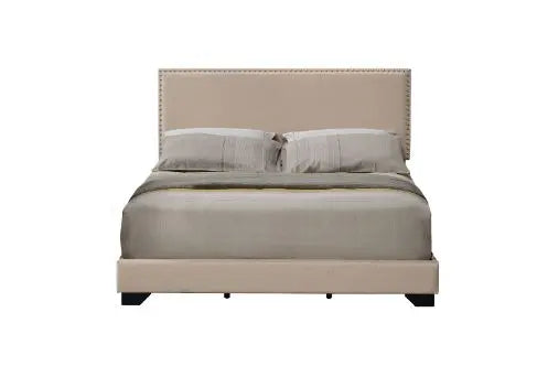 Randy Queen Bed, Beige Fabric iHome Studio