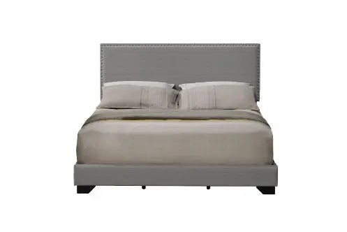 Randy Queen Bed, Light Gray Fabric iHome Studio