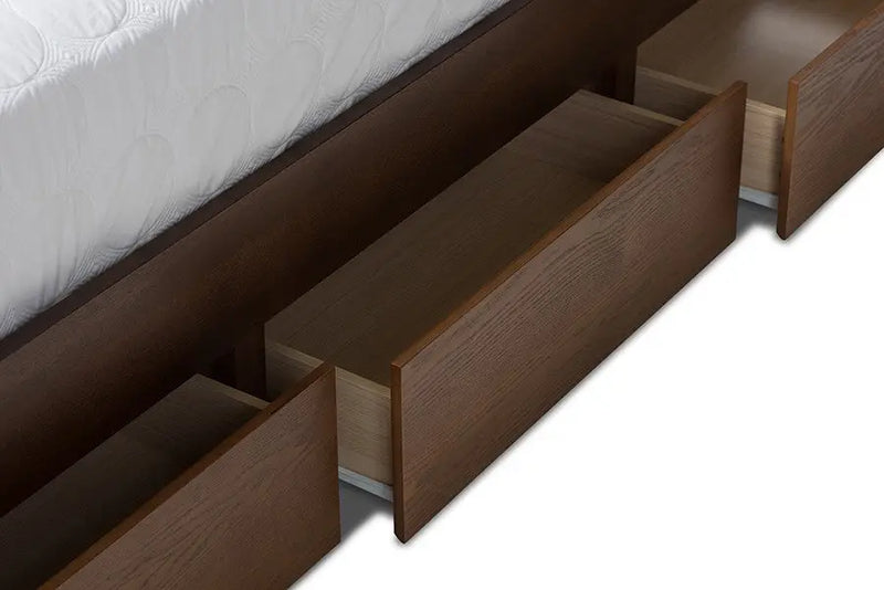 Raurey Walnut Storage Platform Bed (King) iHome Studio