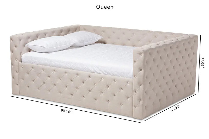 Raven Light Beige Fabric Upholstered Queen Size Daybed iHome Studio