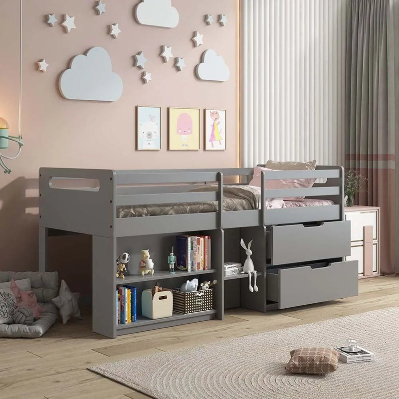 Renata Twin Loft Bed , Gray Finish iHome Studio