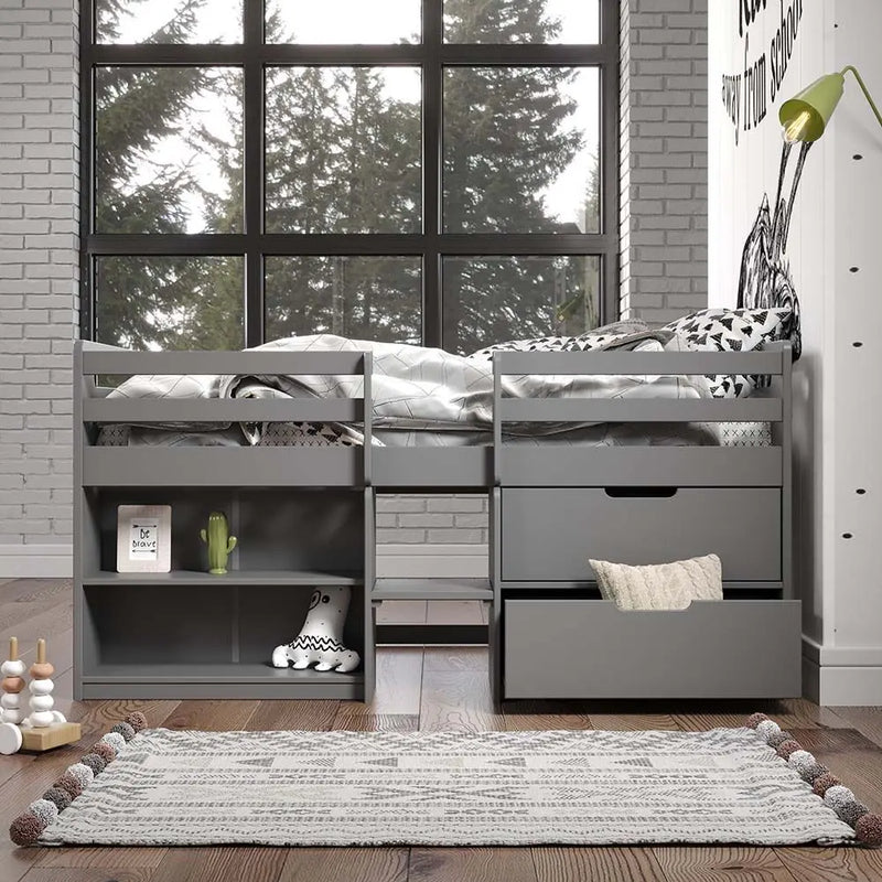 Renata Twin Loft Bed , Gray Finish iHome Studio