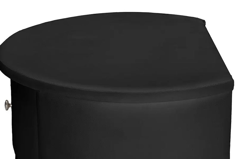 Ritchie Black Faux Leather Oval Upholstered Modern Nightstand iHome Studio