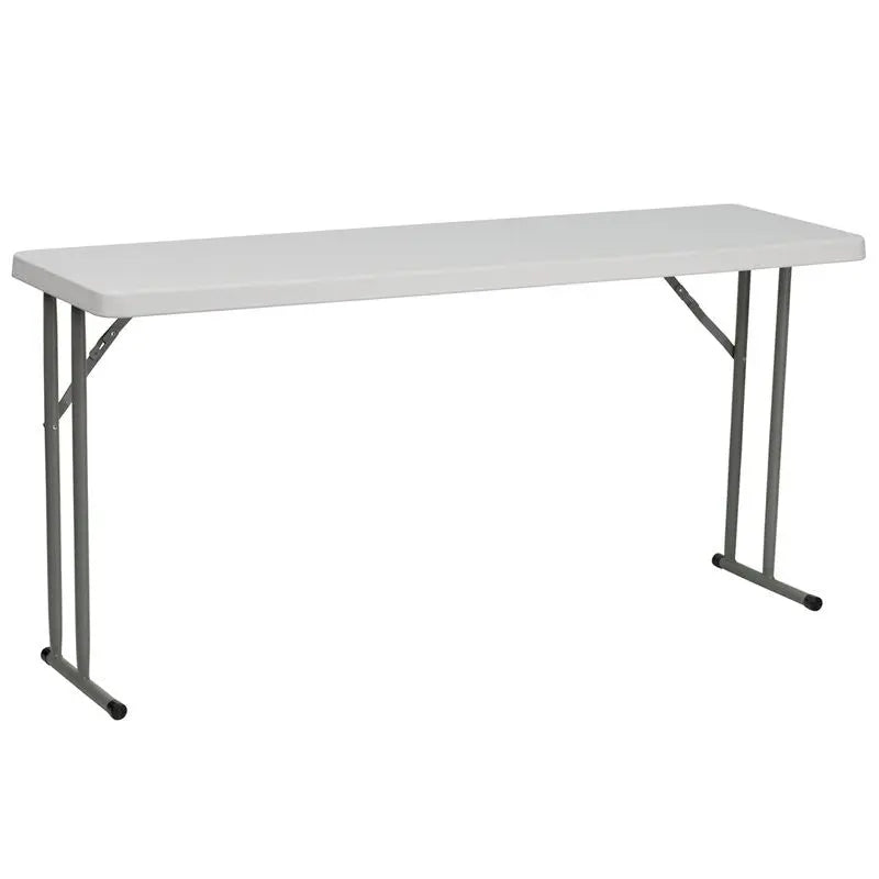 Rivera 18''W x 60''L Plastic Folding Training Table, Granite White iHome Studio