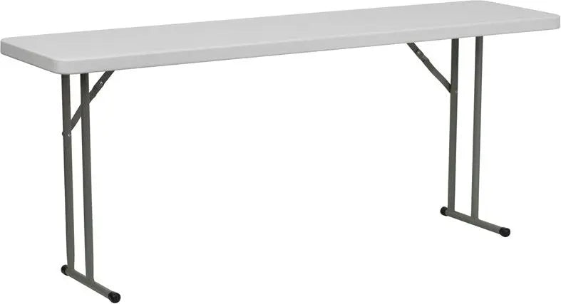 Rivera 18''W x 72''L Plastic Folding Table, Granite White iHome Studio