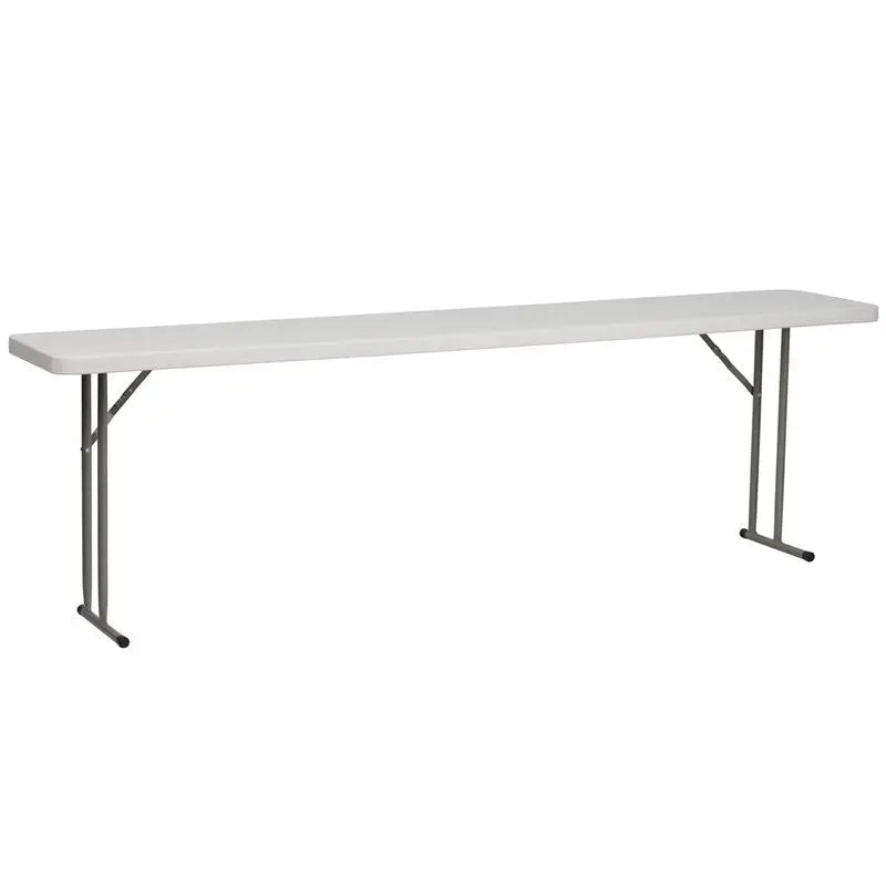 Rivera 18''W x 96''L Plastic Folding Table, Granite White iHome Studio