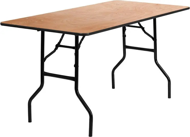 Rivera 30'' x 60'' Rectangular Wood Folding Banquet Table, 0.5'' Plywood Top iHome Studio